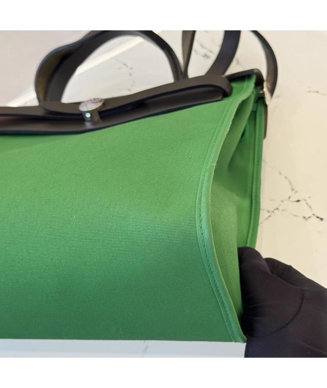HERMES Зеленая кожаная сумка с короткими ручками, фото 7