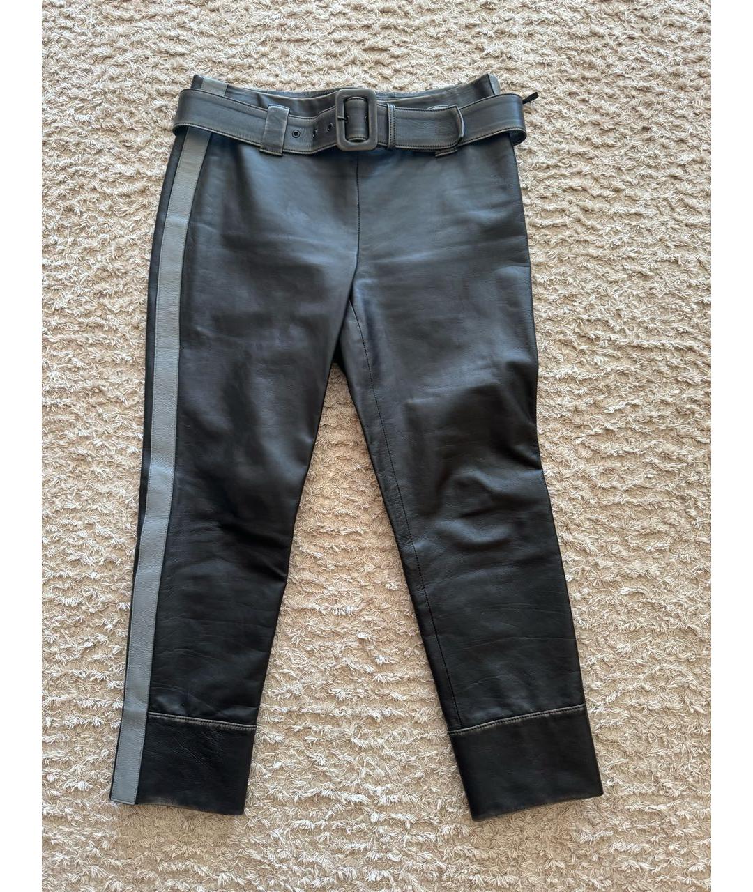 PRADA Черные кожаные брюки узкие, фото 6