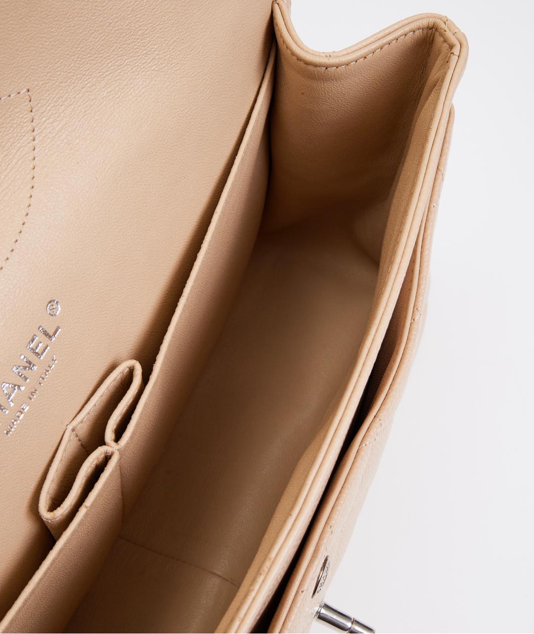 CHANEL Бежевая кожаная сумка с короткими ручками, фото 7