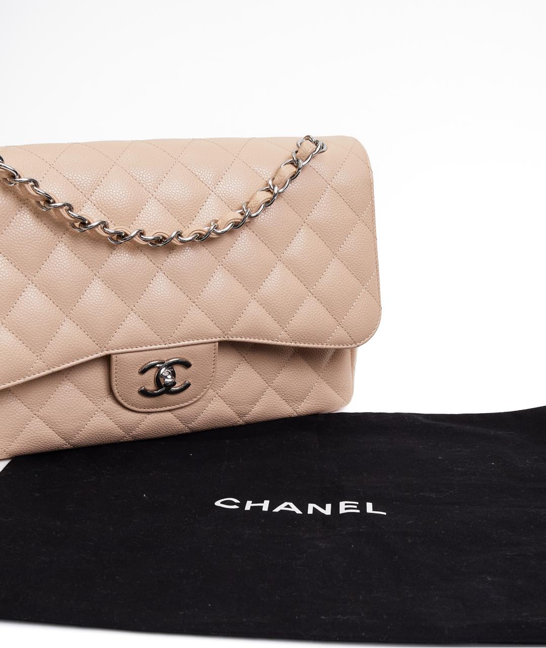 CHANEL Бежевая кожаная сумка с короткими ручками, фото 8