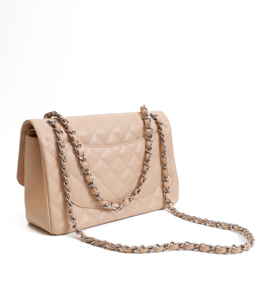 CHANEL Бежевая кожаная сумка с короткими ручками, фото 3
