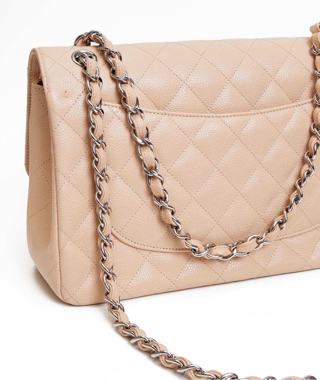 CHANEL Бежевая кожаная сумка с короткими ручками, фото 4