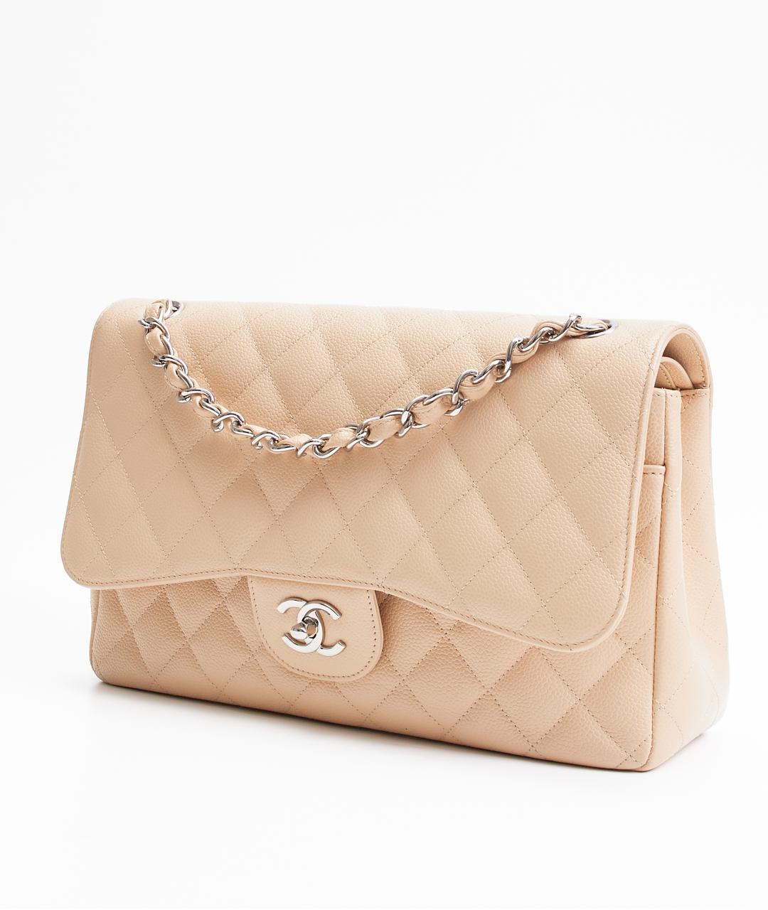 CHANEL Бежевая кожаная сумка с короткими ручками, фото 2