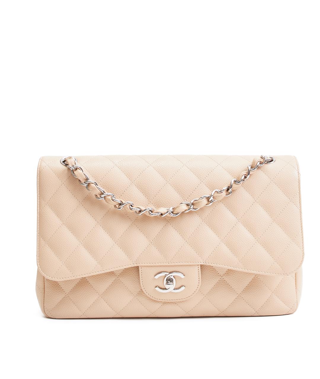 CHANEL Бежевая кожаная сумка с короткими ручками, фото 1