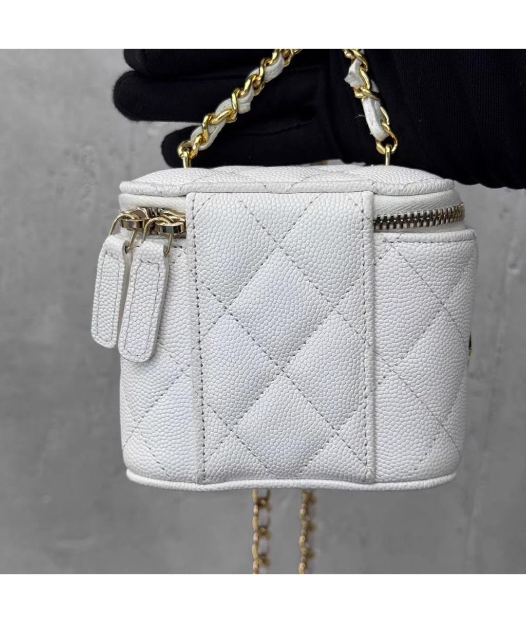 CHANEL Белая кожаная сумка через плечо, фото 6