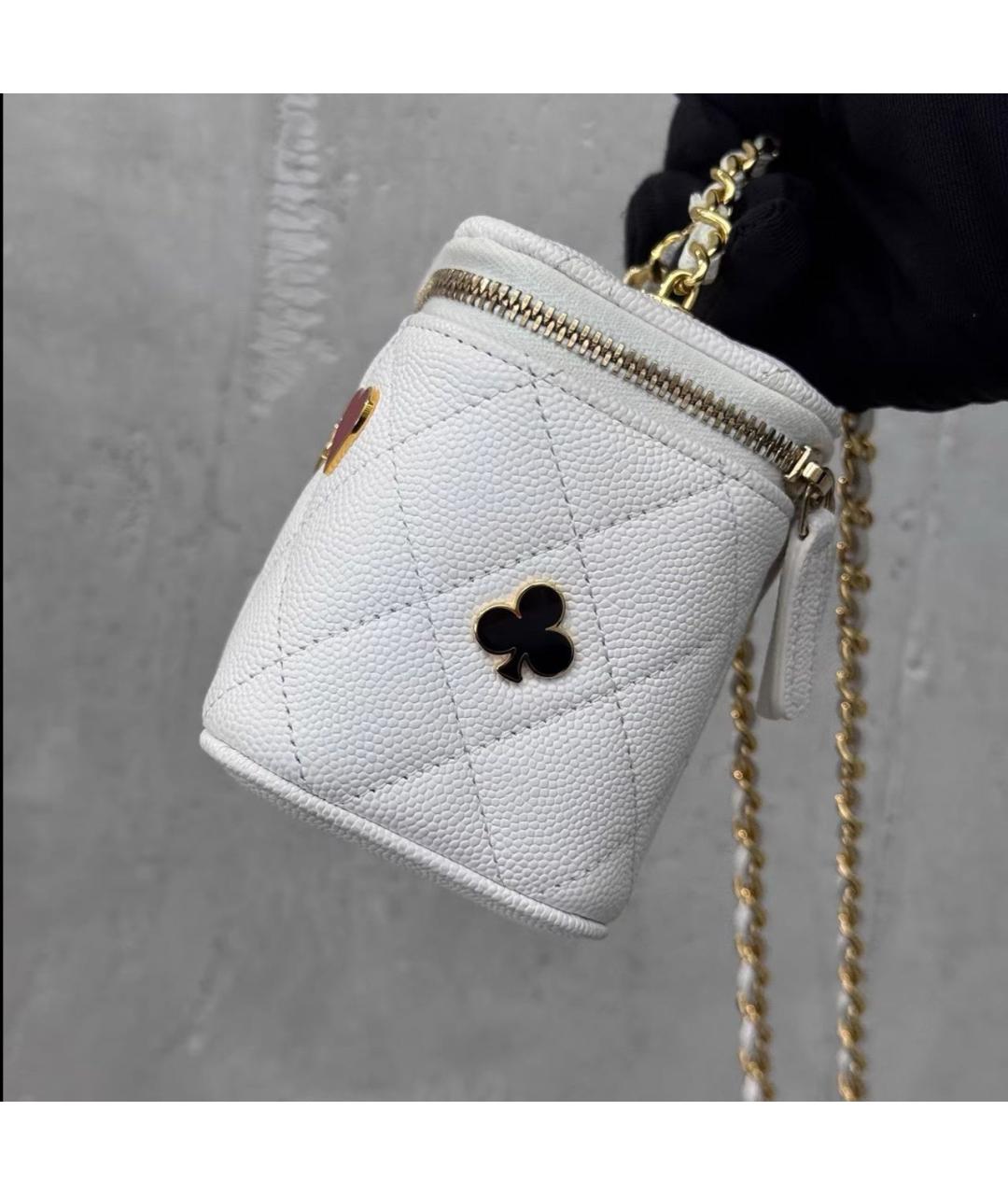 CHANEL Белая кожаная сумка через плечо, фото 4