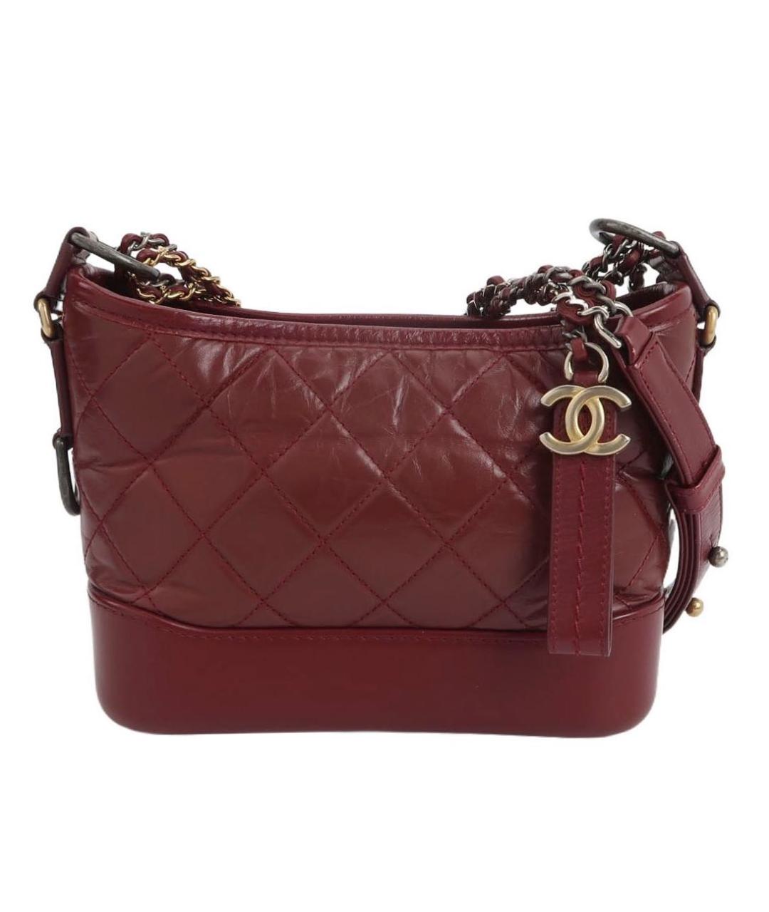 CHANEL Бордовая кожаная сумка через плечо, фото 9