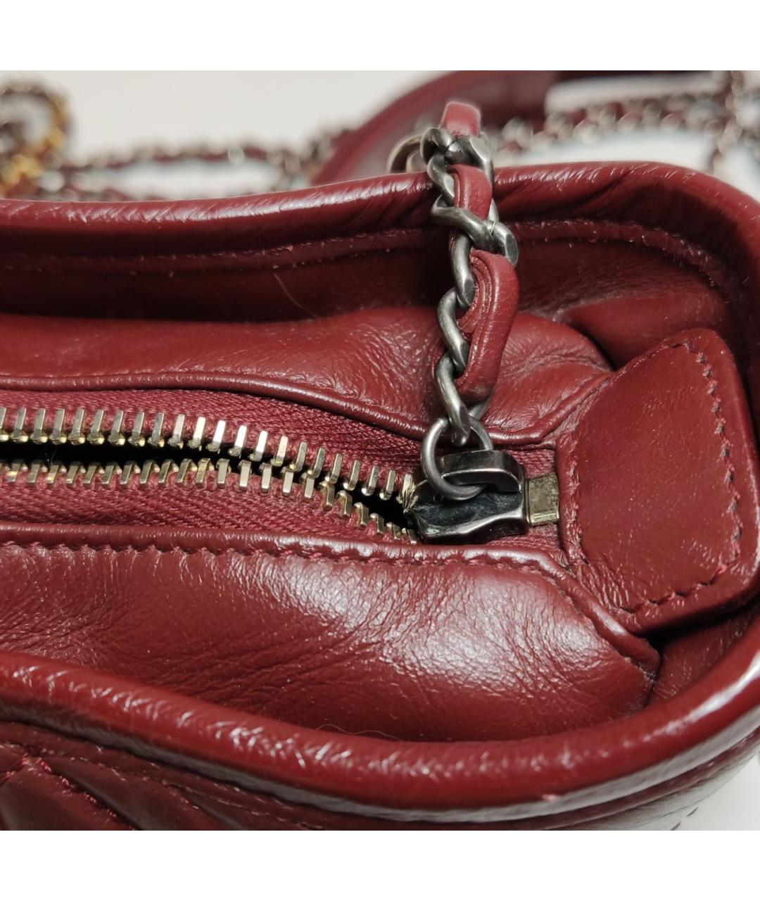 CHANEL Бордовая кожаная сумка через плечо, фото 8