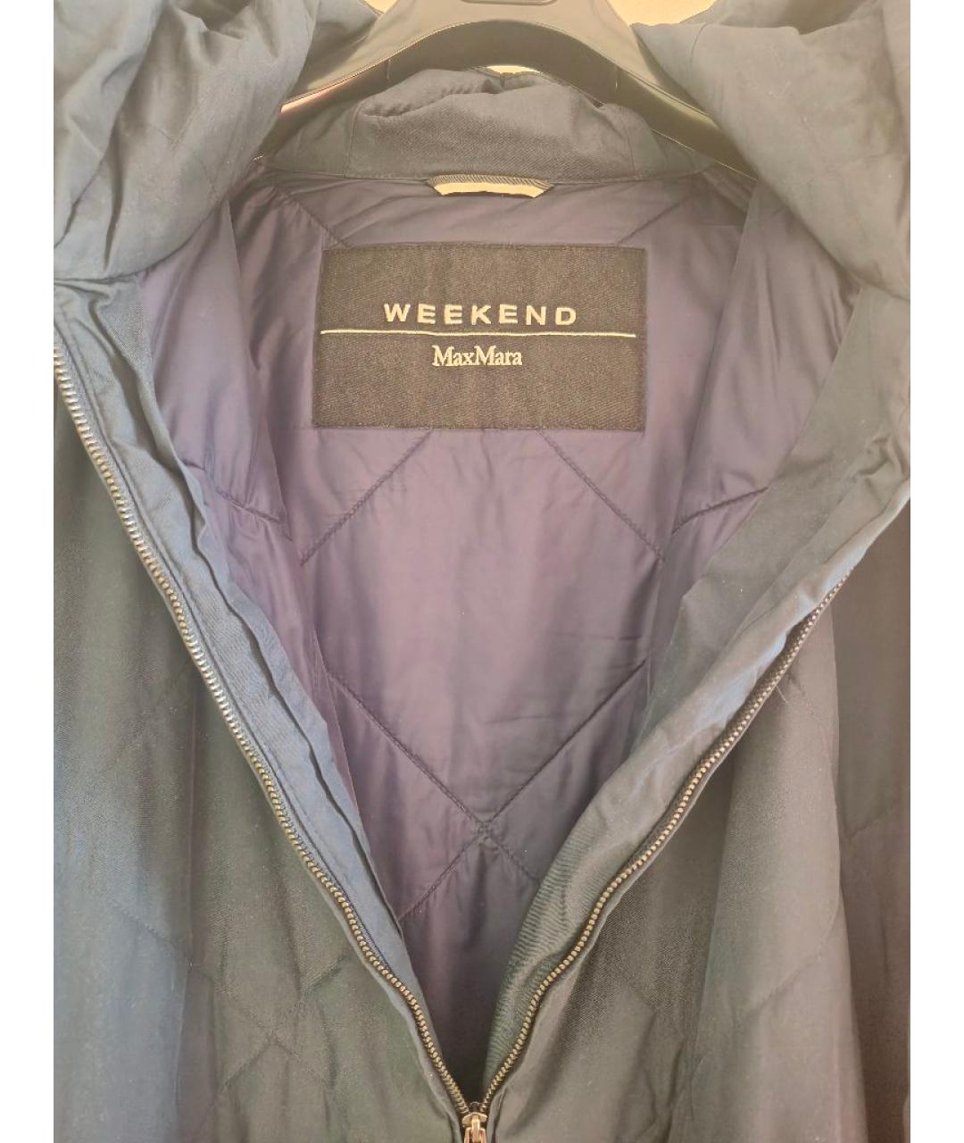 WEEKEND MAX MARA Темно-синее полиэстеровое пальто, фото 4