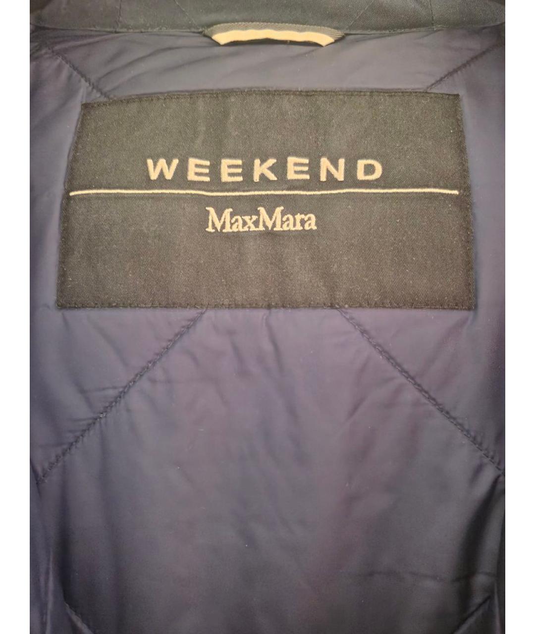 WEEKEND MAX MARA Темно-синее полиэстеровое пальто, фото 3