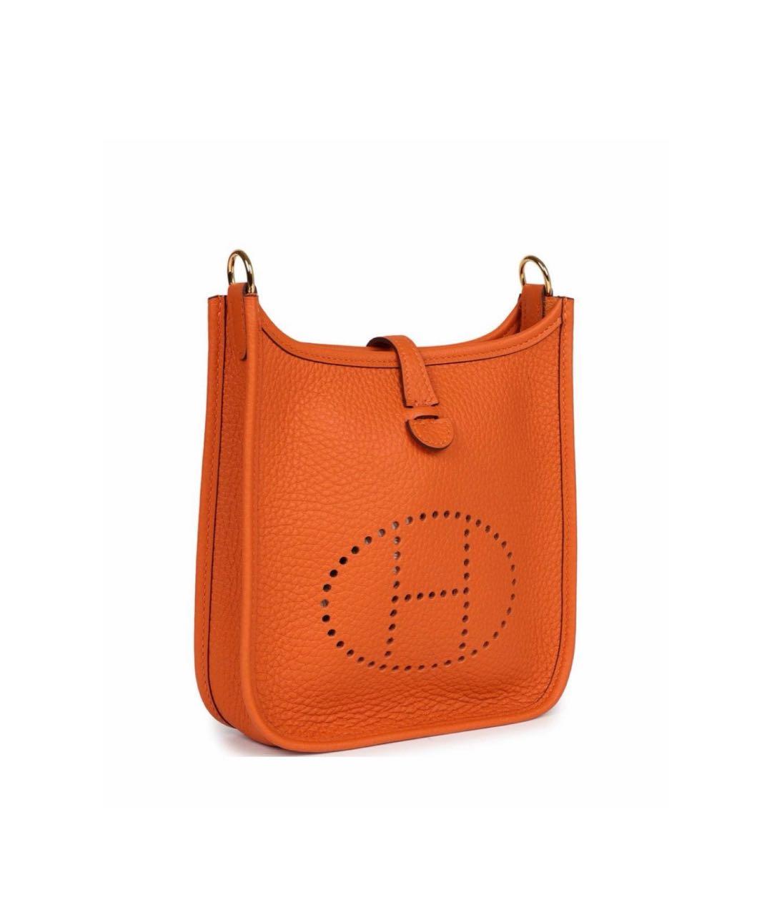 HERMES Оранжевая кожаная сумка через плечо, фото 2