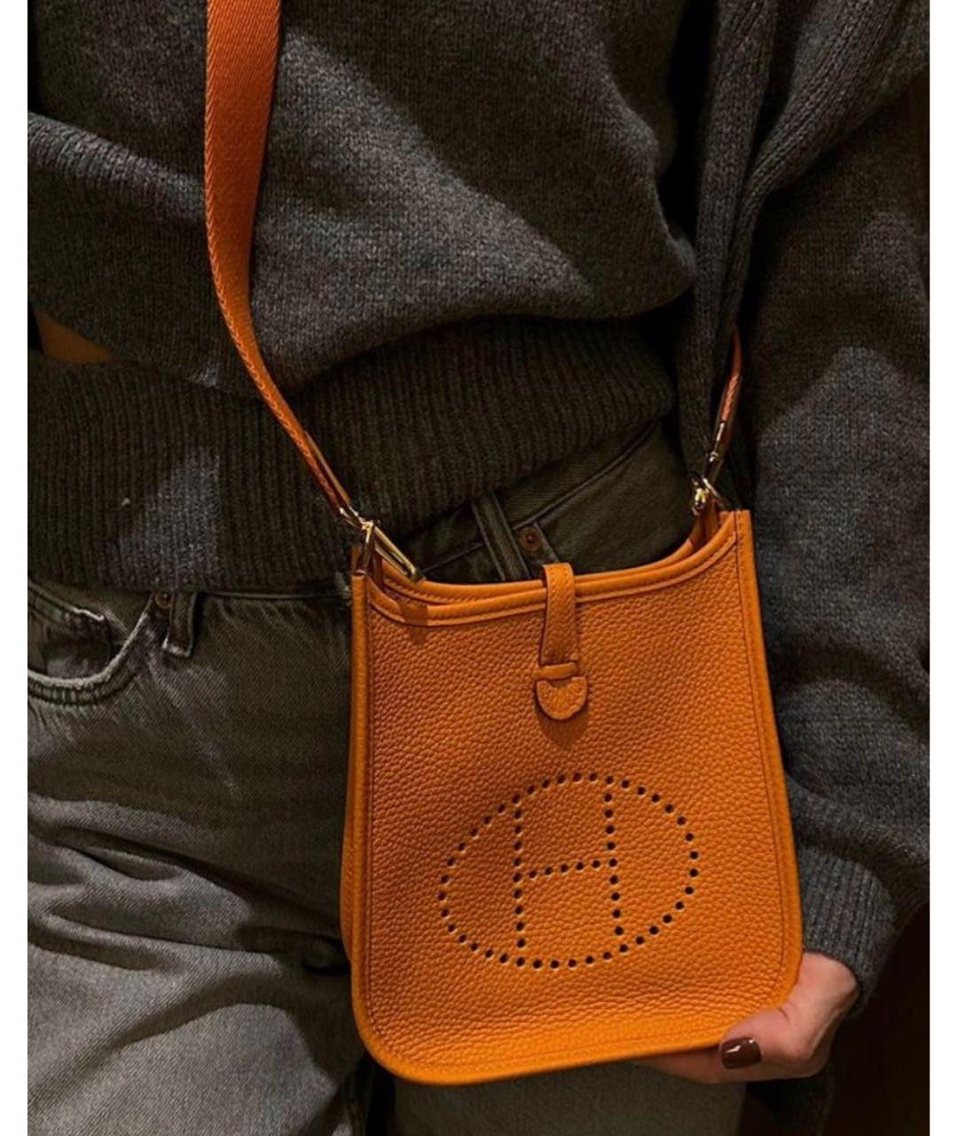 HERMES Оранжевая кожаная сумка через плечо, фото 3