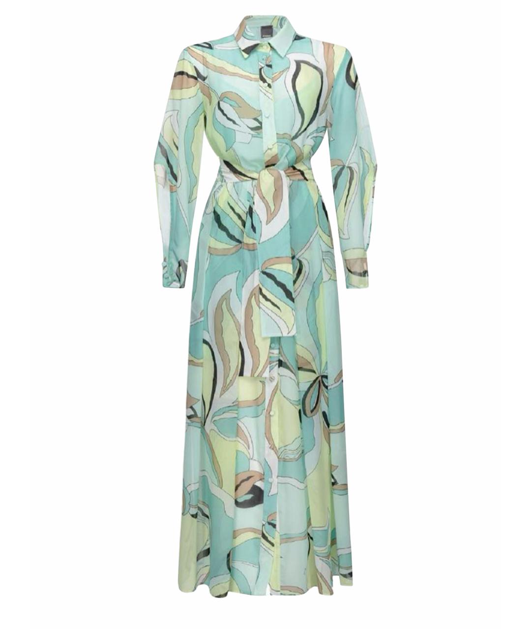 PINKO Бирюзовое шифоновое повседневное платье, фото 1