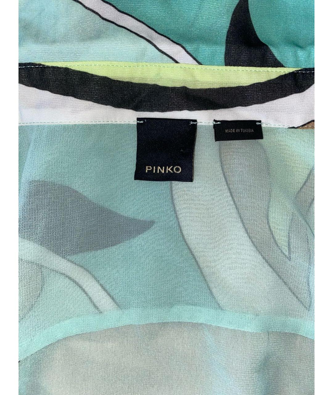 PINKO Бирюзовое шифоновое повседневное платье, фото 3