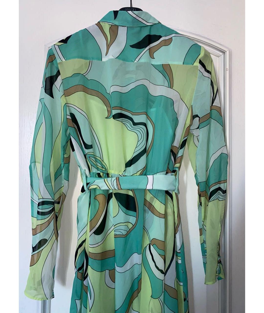 PINKO Бирюзовое шифоновое повседневное платье, фото 2