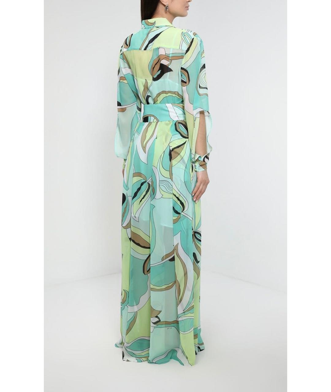 PINKO Бирюзовое шифоновое повседневное платье, фото 7