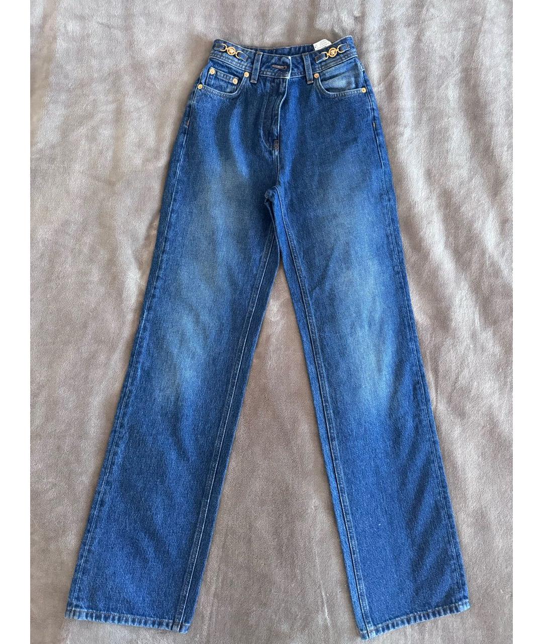 VERSACE Синие прямые джинсы, фото 4