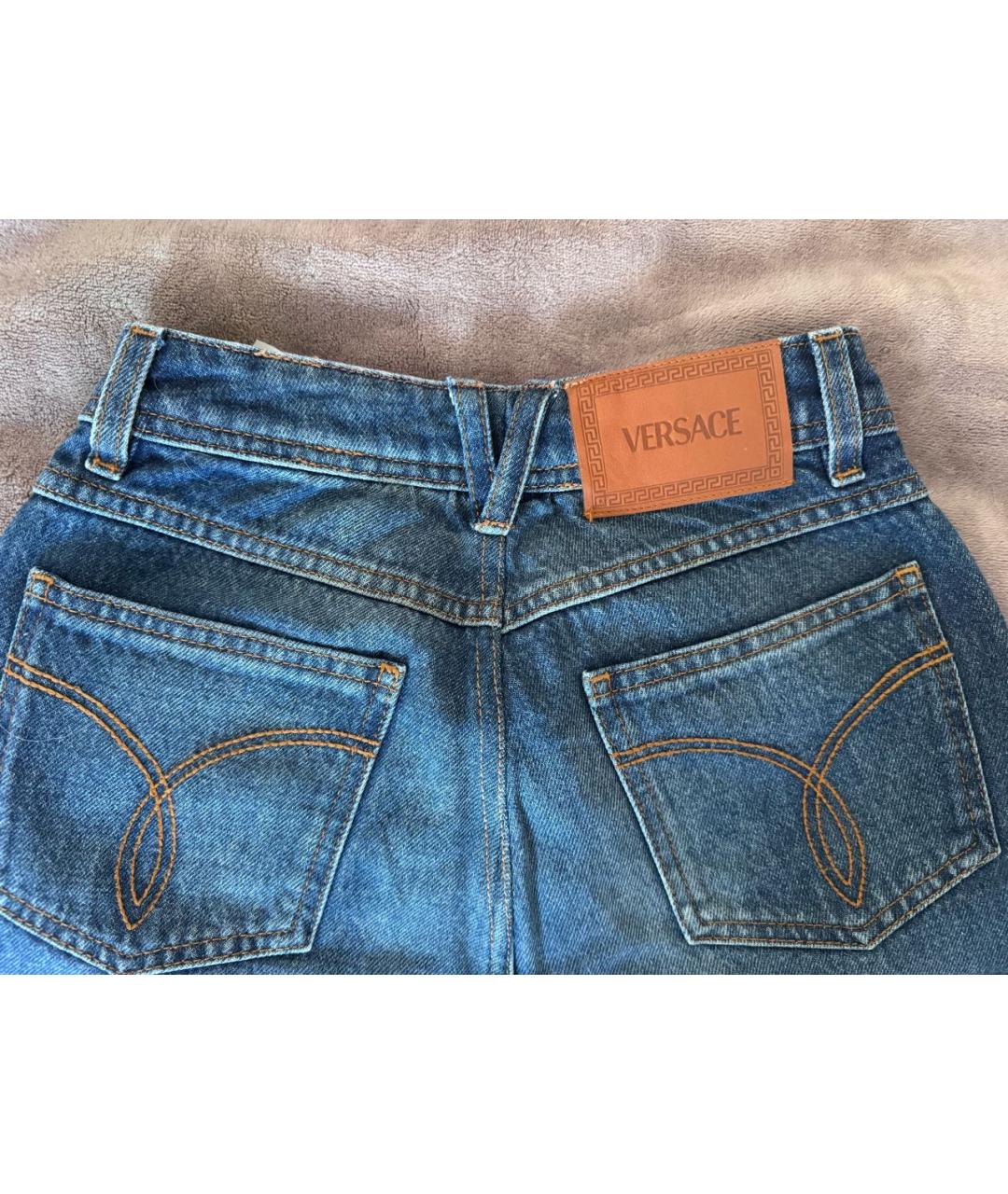 VERSACE Синие прямые джинсы, фото 2