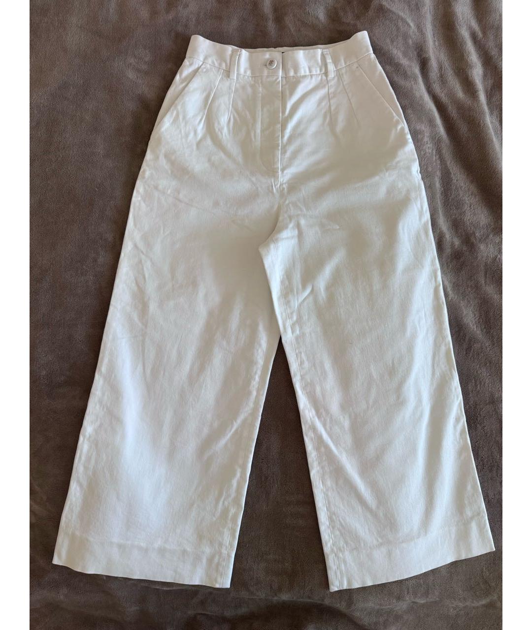 DOLCE&GABBANA Белые хлопковые брюки широкие, фото 4
