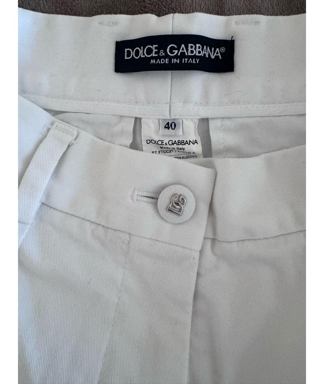 DOLCE&GABBANA Белые хлопковые брюки широкие, фото 2