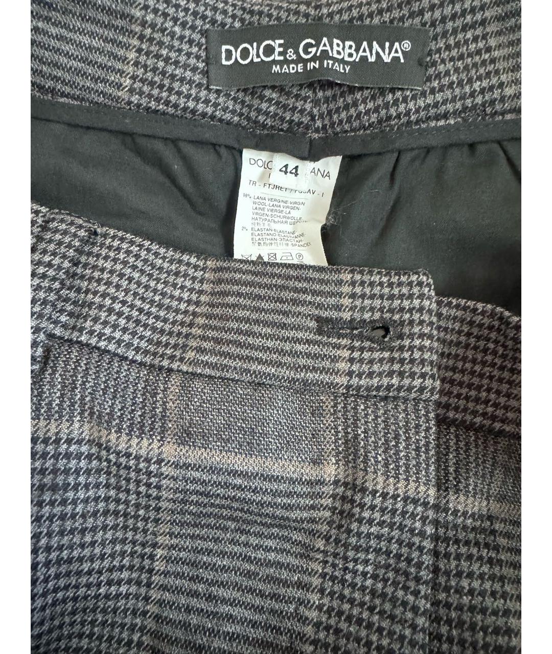 DOLCE&GABBANA Серые шерстяные прямые брюки, фото 3