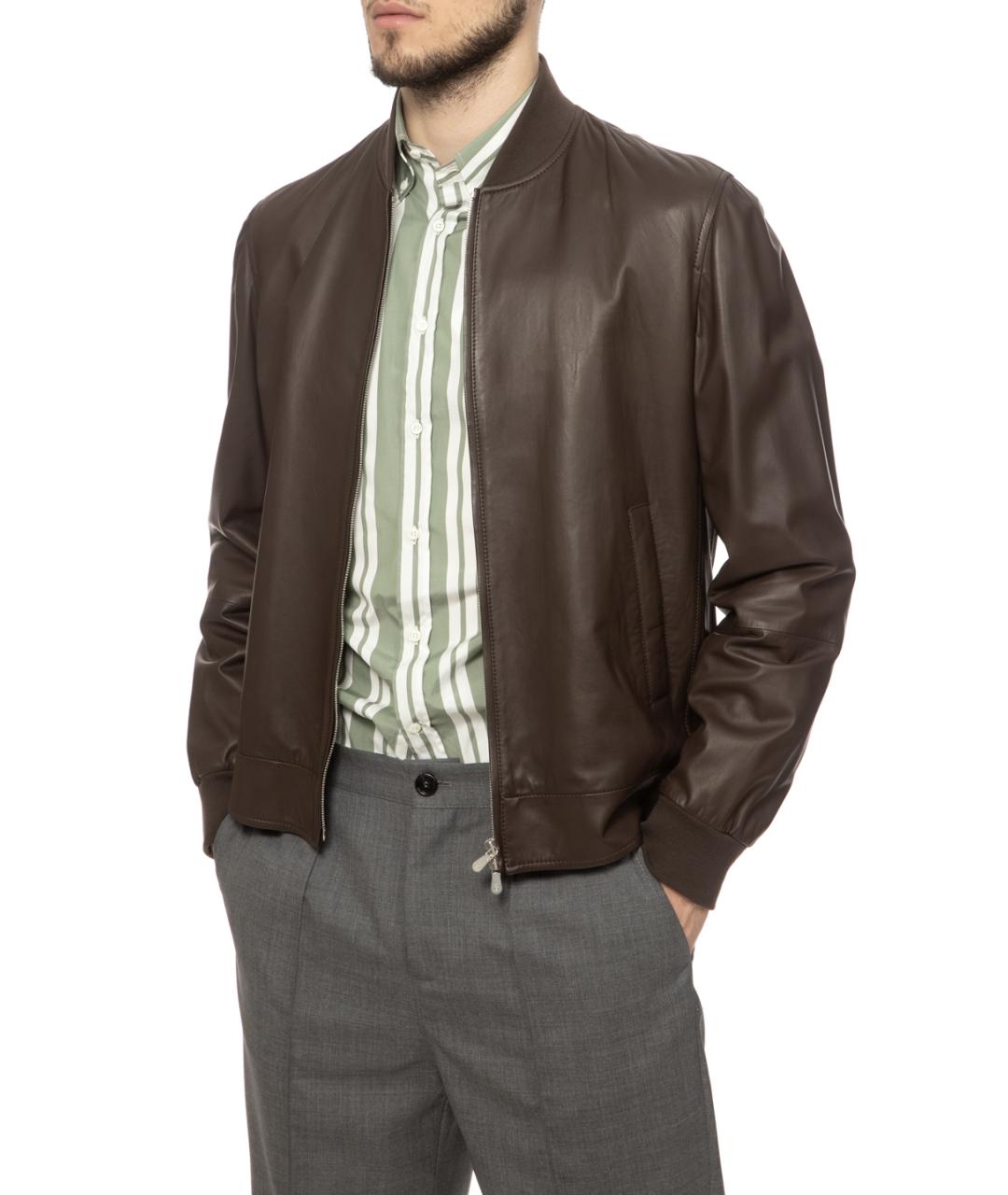 BRUNELLO CUCINELLI Коричневая кожаная куртка, фото 1