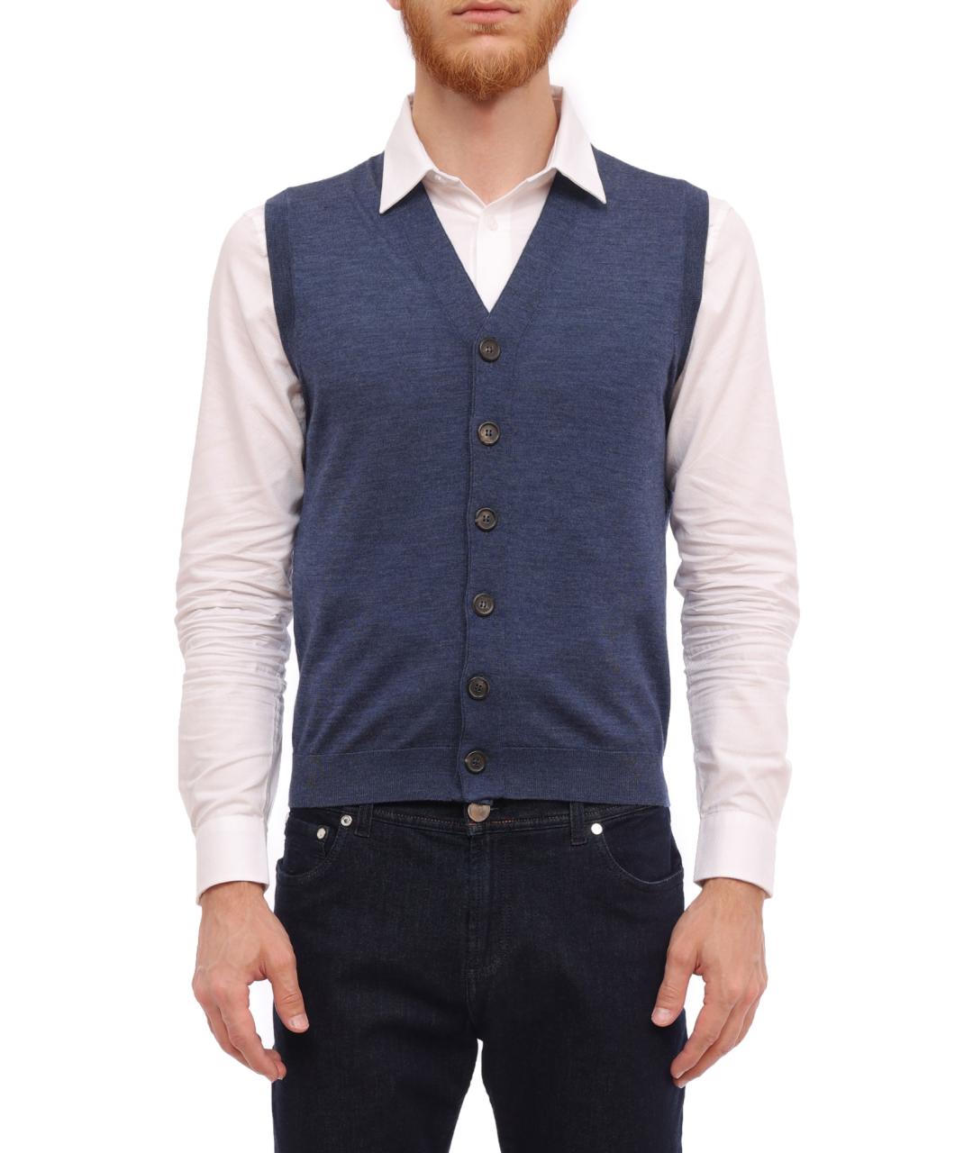 BRUNELLO CUCINELLI Синяя шерстяная жилетка, фото 1