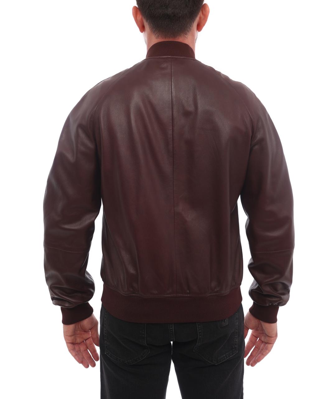 EMPORIO ARMANI Бордовая кожаная куртка, фото 5