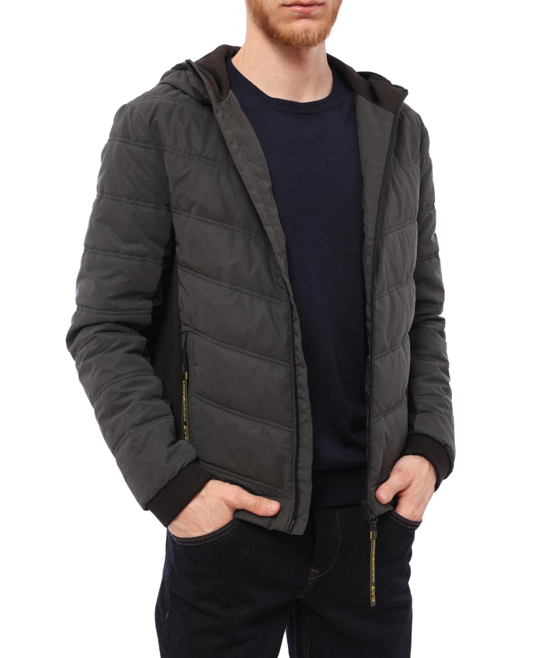 EA7 Серая полиэстеровая куртка, фото 3