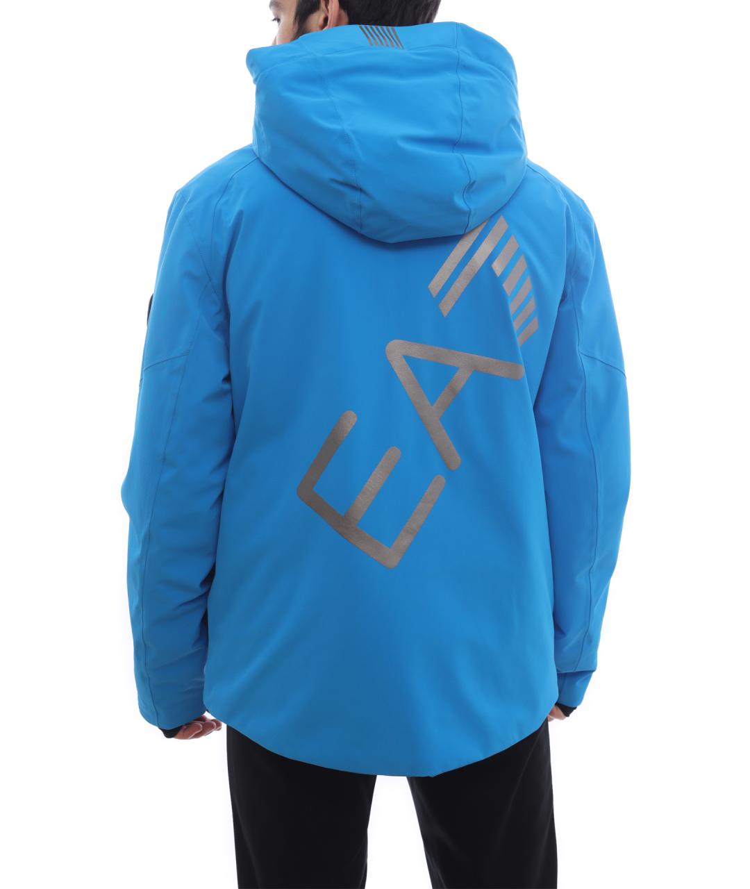 EA7 Синяя полиамидовая куртка, фото 2