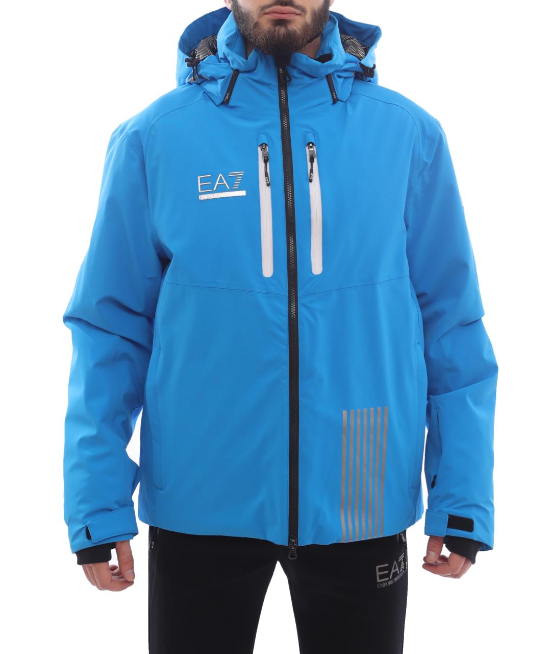 EA7 Синяя полиамидовая куртка, фото 1