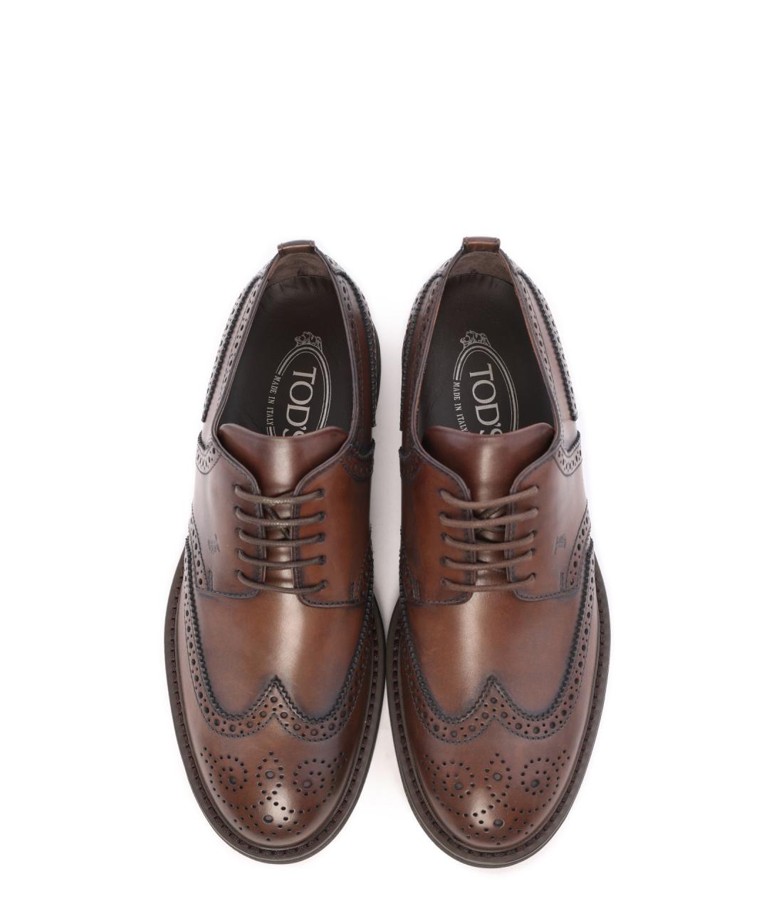 TOD'S Коричневые кожаные туфли, фото 5