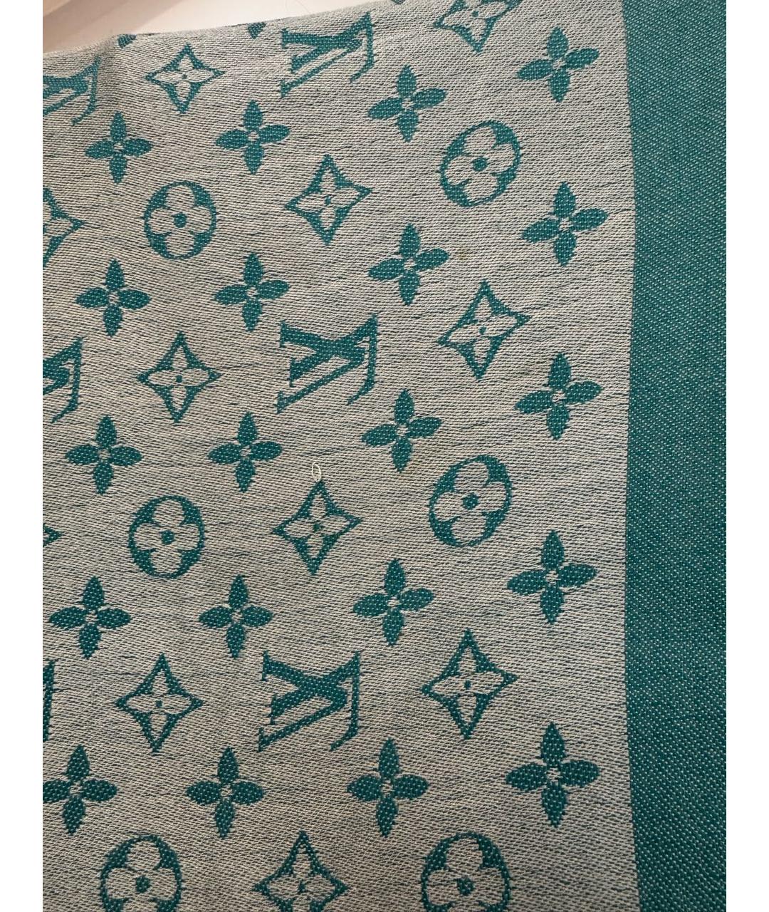 LOUIS VUITTON Бирюзовый шерстяной платок, фото 5