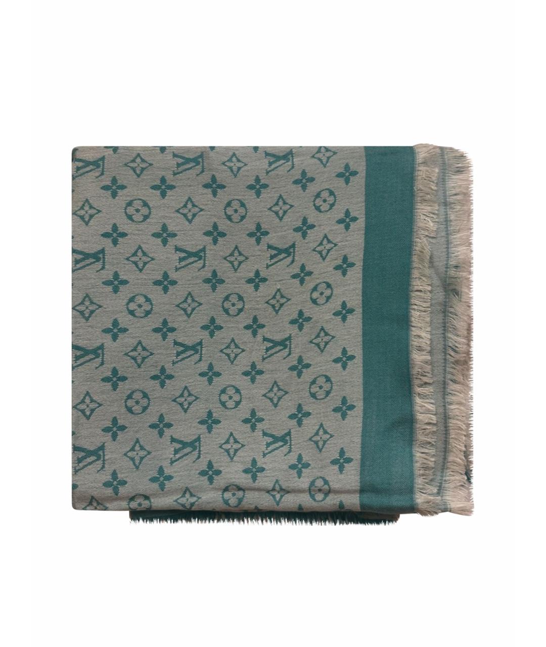 LOUIS VUITTON Бирюзовый шерстяной платок, фото 1