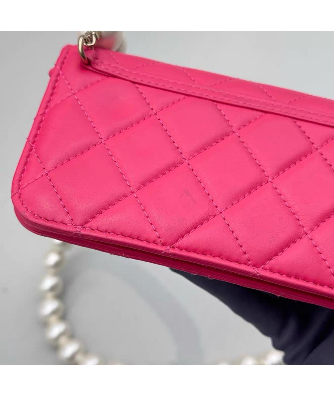 CHANEL Розовая кожаная сумка через плечо, фото 7