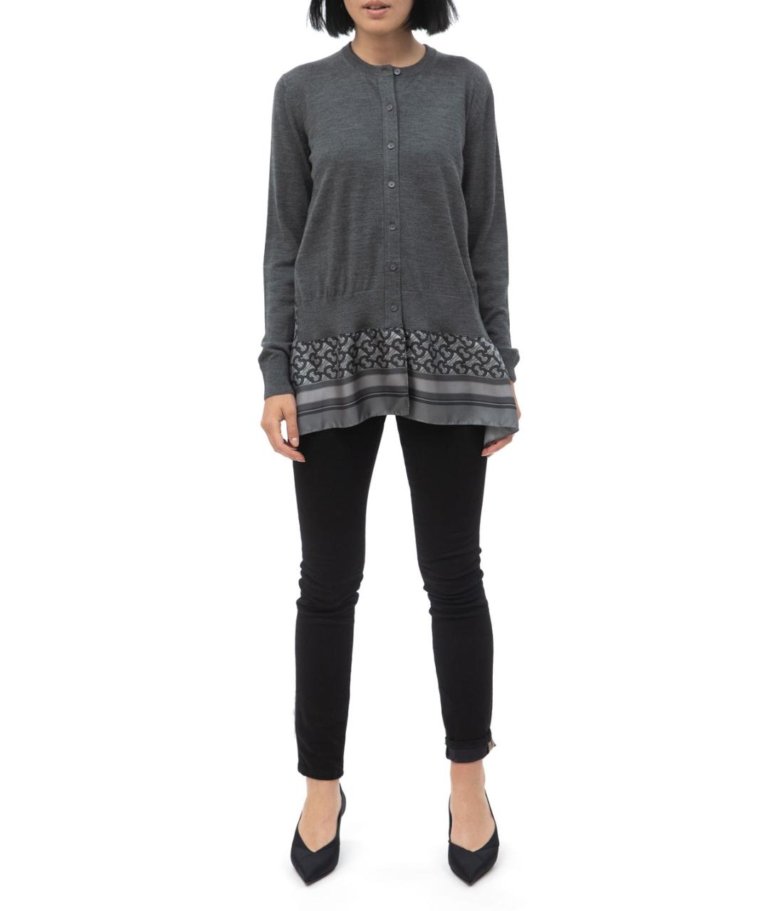 BURBERRY Серый шерстяной кардиган, фото 2