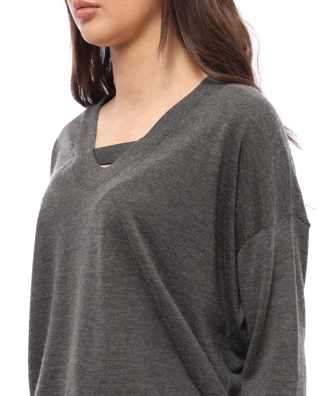 BRUNELLO CUCINELLI Серый кашемировый джемпер / свитер, фото 3