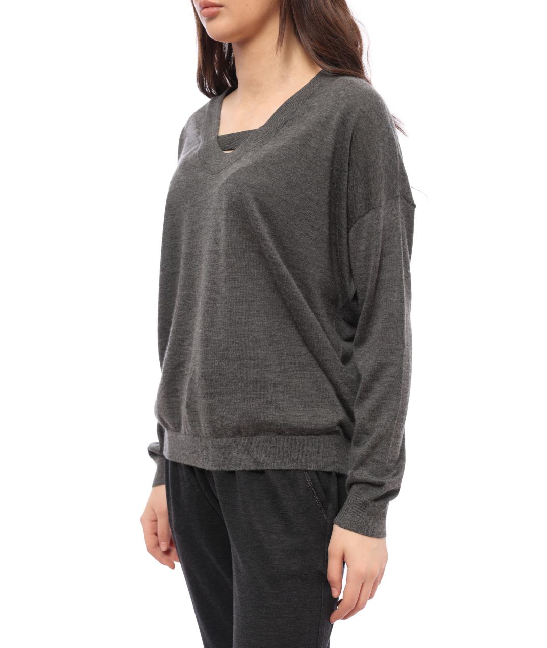 BRUNELLO CUCINELLI Серый кашемировый джемпер / свитер, фото 4