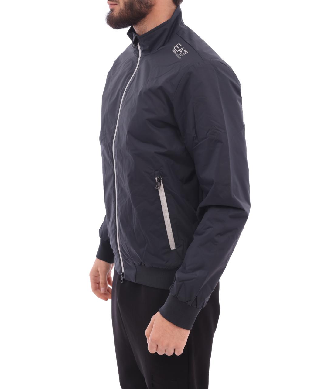 EA7 Синяя полиамидовая куртка, фото 3