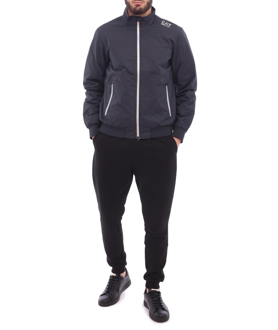 EA7 Синяя полиамидовая куртка, фото 4