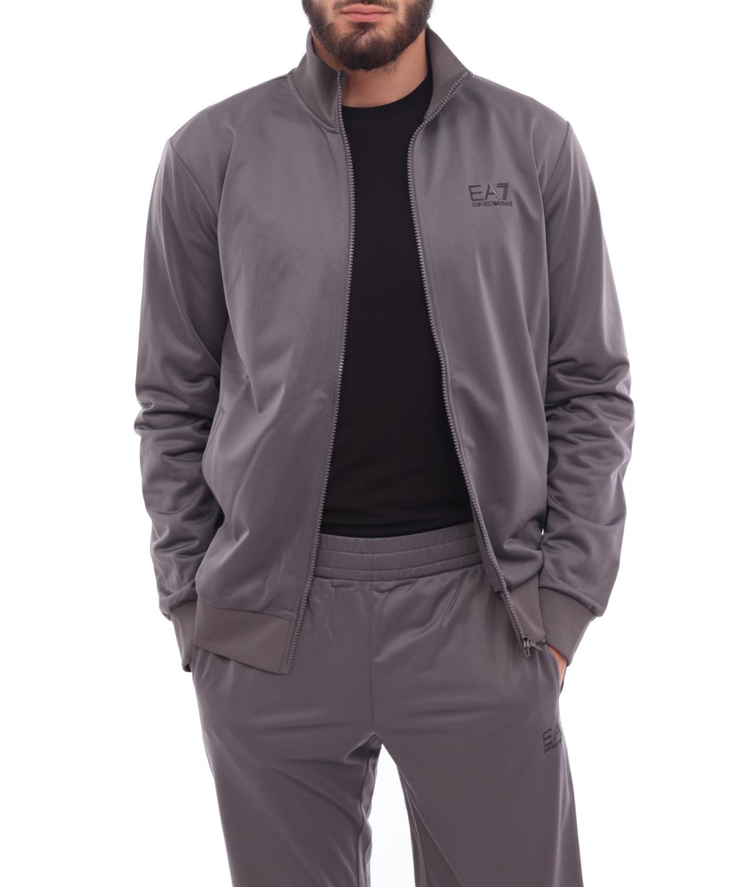 EA7 Серый полиэстеровый спортивный костюм, фото 3