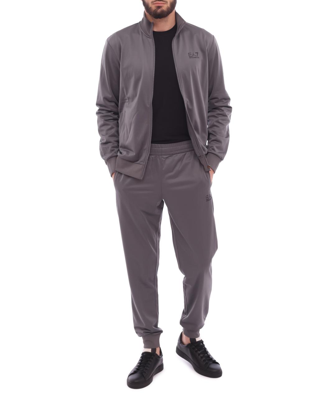 EA7 Серый полиэстеровый спортивный костюм, фото 1