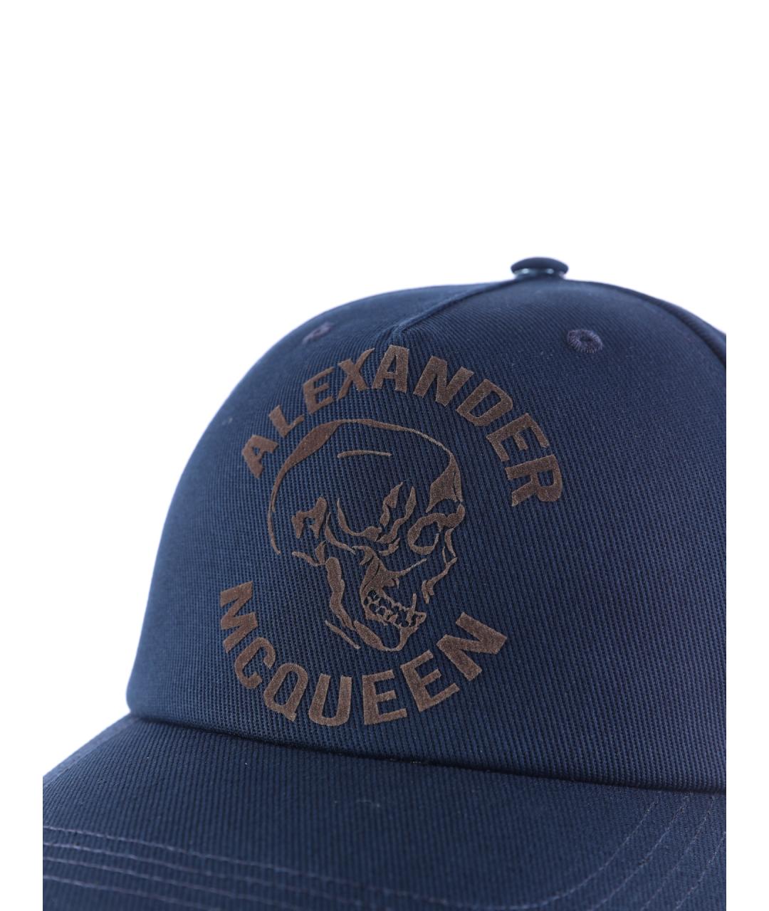 ALEXANDER MCQUEEN Темно-синяя хлопковая кепка/бейсболка, фото 4