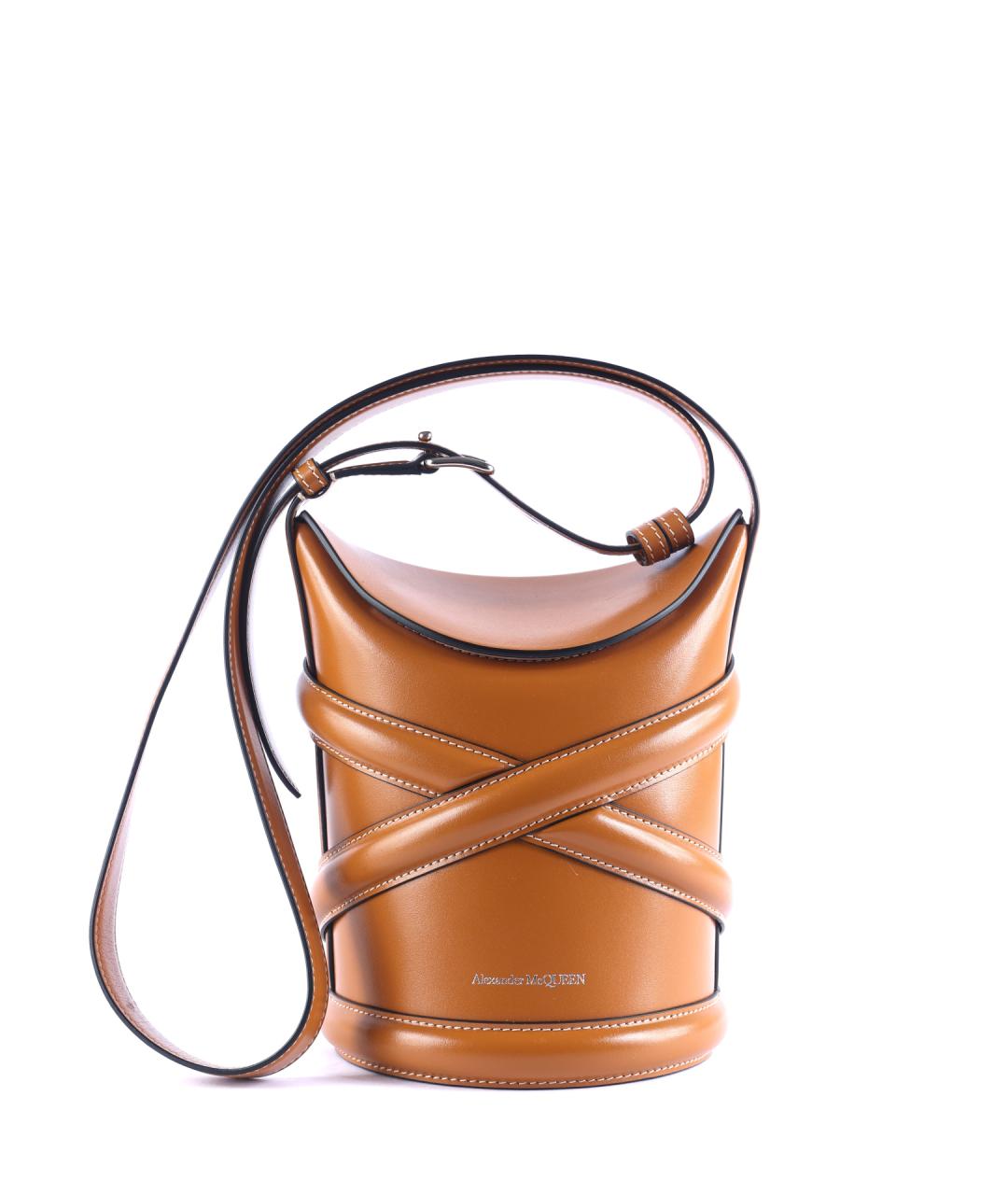ALEXANDER MCQUEEN Коричневая кожаная сумка через плечо, фото 2