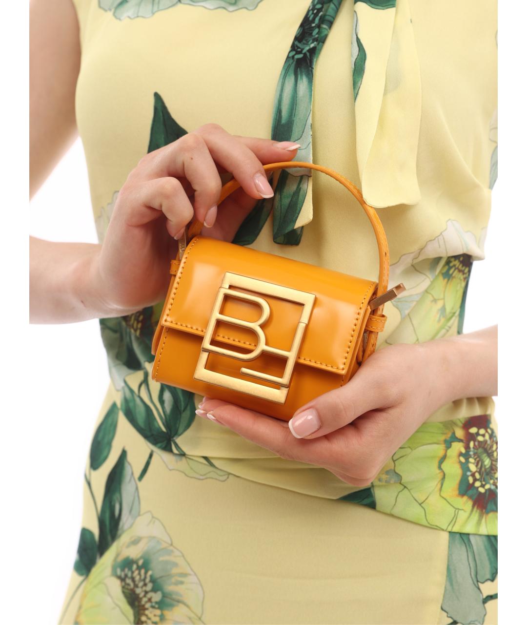 BY FAR Оранжевая кожаная сумка через плечо, фото 4