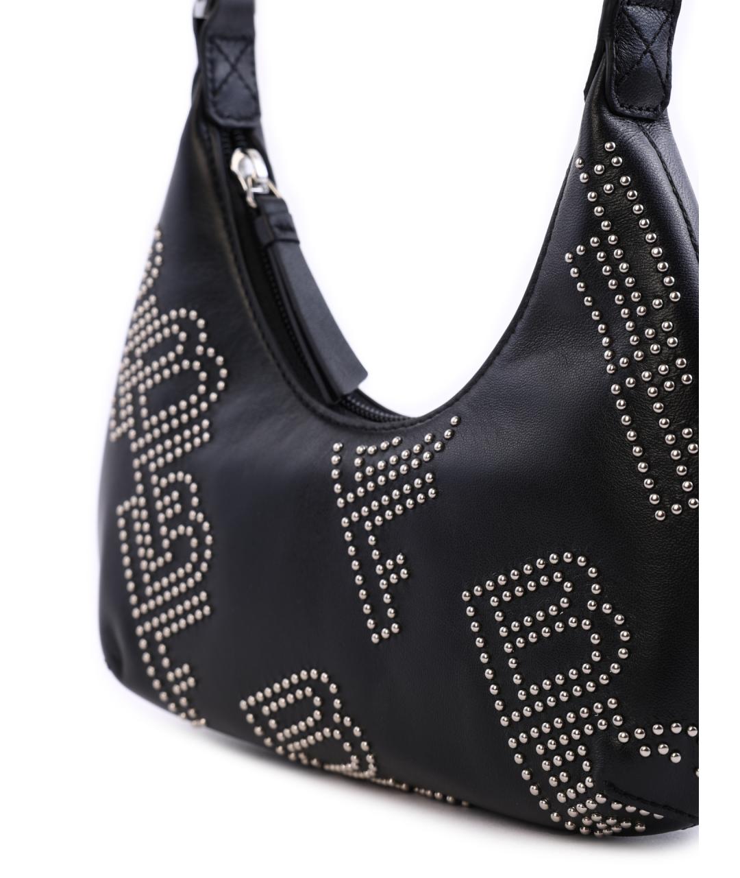 BY FAR Черная кожаная сумка через плечо, фото 4