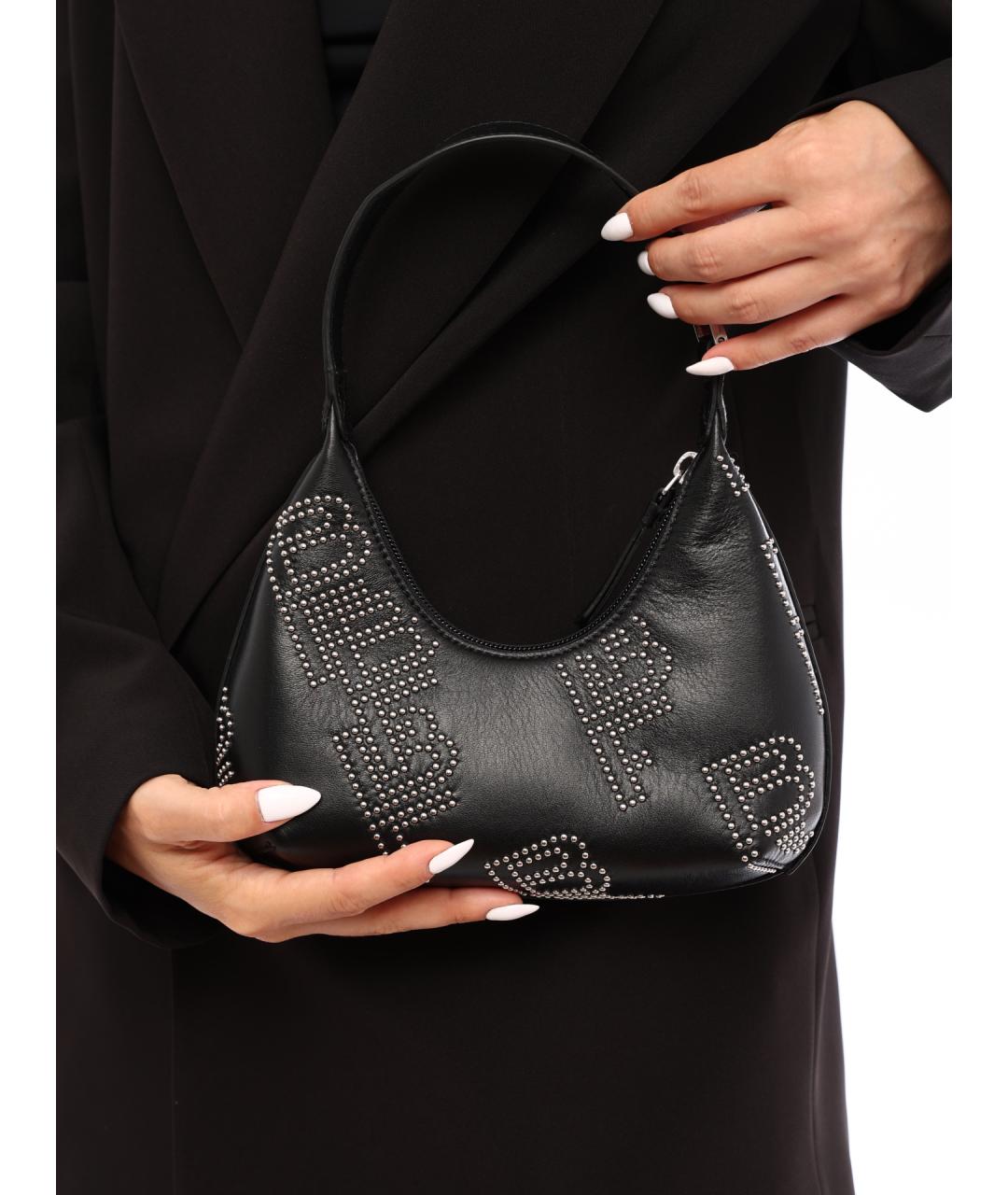 BY FAR Черная кожаная сумка через плечо, фото 5