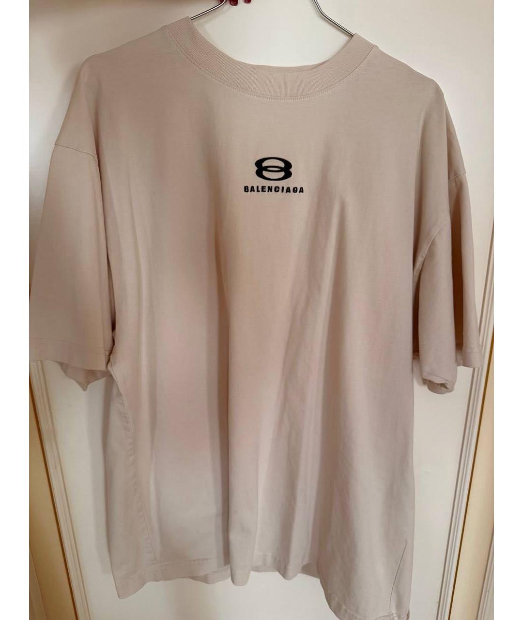 BALENCIAGA Бежевая хлопковая футболка, фото 6