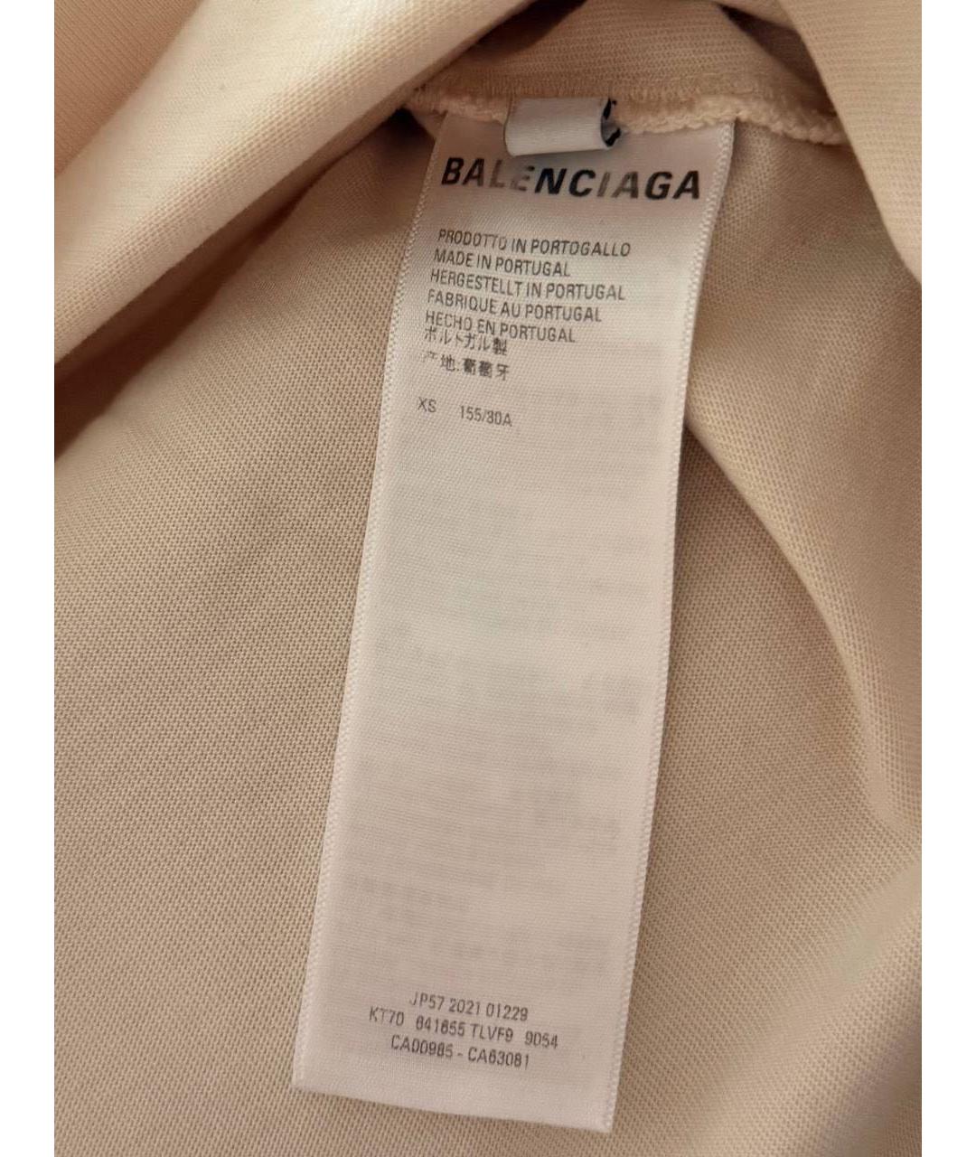 BALENCIAGA Бежевая хлопковая футболка, фото 5