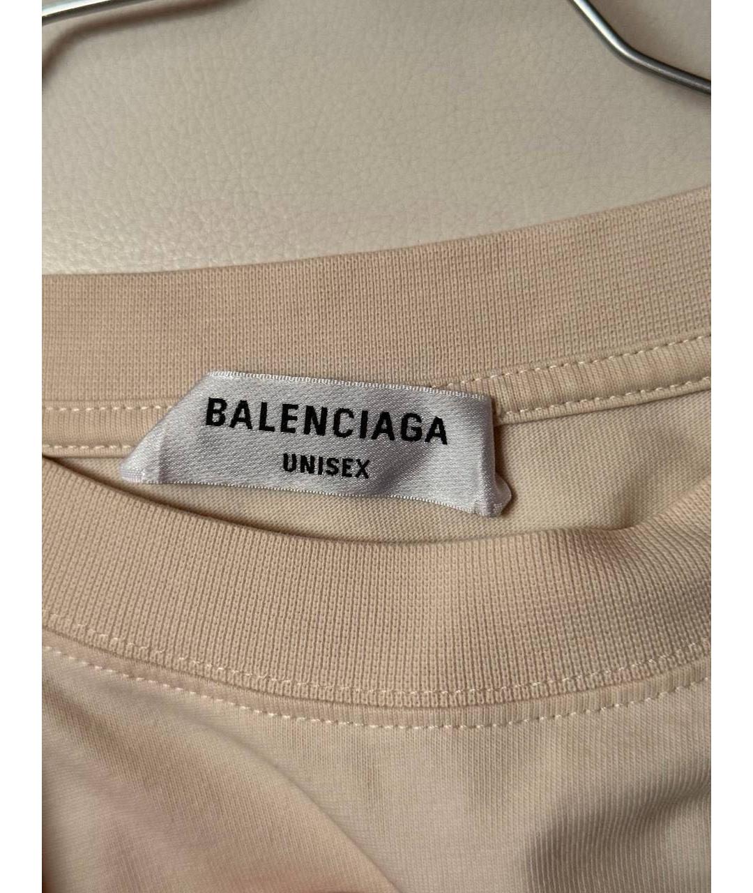 BALENCIAGA Бежевая хлопковая футболка, фото 3